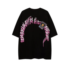 Camiseta holgada con estampado de corazón neón kawaii