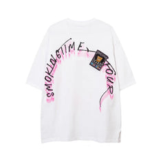 Camiseta holgada con estampado de corazón neón kawaii