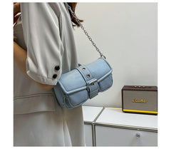 Shoulder Buckled Strap Chain Bag