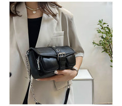 Shoulder Buckled Strap Chain Bag
