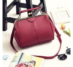 Kiss Bag Top Handle Crossbody Plain Lock