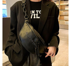 Faux Leather Zip Belt Bag