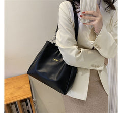 Faux Leather Lettering Tote Bag