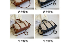 Faux Leather Panel Carryall Bag