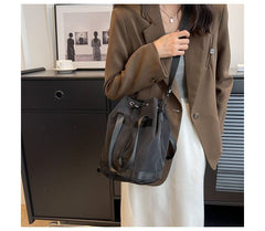 Plain Drawstring Bucket Bag