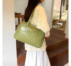 Leather Plain Faux Carryall Bag