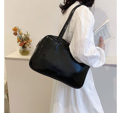 Leather Plain Faux Carryall Bag