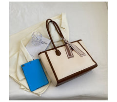 Contrast Trim Printed Scarf Tote Bag