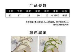 Woven Top Handle Buckled Bucket Bag