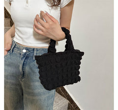 Plain Ruched Small Tote Bag