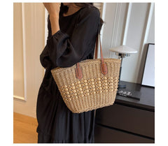 Straw Tote Bag + Paisley Print Neckerchief