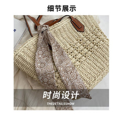 Straw Tote Bag + Paisley Print Neckerchief