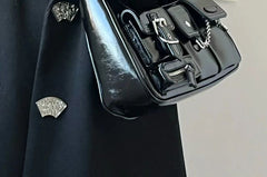 Faux Leather Buckled Chained Shoulder Bag