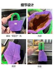 Small Bag Tone Two Tote Quilted Corduroy