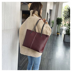 Tote Faux Strap Chain Leather Bag