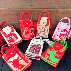 Dragon Print Mobile Phone Crossbody Bag / Chinese Character Print Mobile Phone Crossbody Bag