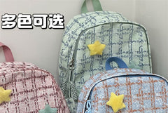 Plaid Multi-Pocket Backpack / Bag Charm / Set
