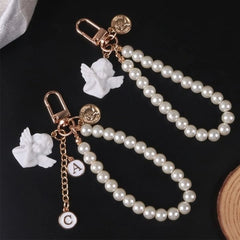 Angel Faux Alloy / Faux Pearl Bag Charm Keyring