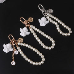 Angel Faux Alloy / Faux Pearl Bag Charm Keyring