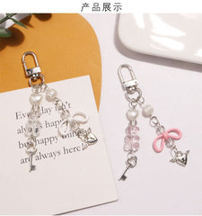 Flying Heart Lock & Key Acrylic Alloy Bag Charm Keyring