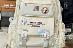 Lettering Multi-Pocket Backpack / Bag Charm / Set