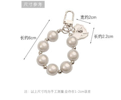 Heart Faux Pearl Bag Charm Keyring