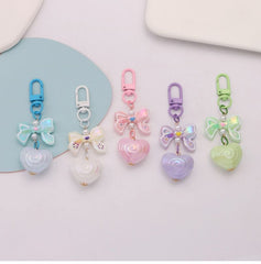 Bow Heart Acrylic Bag Charm Keyring