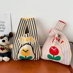 Knit Tote Bag Flower