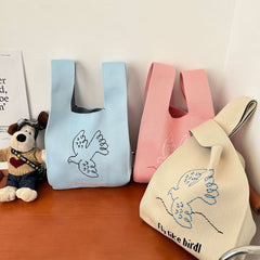 Tote Lettering Knit Bag