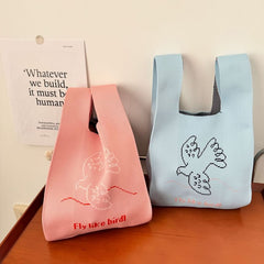 Tote Lettering Knit Bag