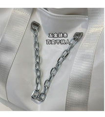 Faux Leather Chained Tote Bag