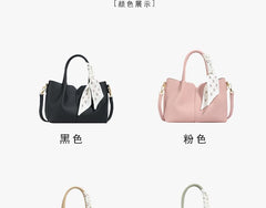 Top Handle Plain Faux Leather Crossbody Bag + Scarf