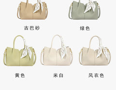 Top Handle Plain Faux Leather Crossbody Bag + Scarf