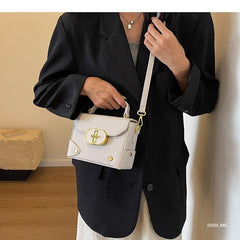 Plain Top Leather Faux Crossbody Bag Handle Flap