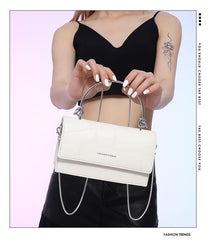 Faux Flap Strap Bag Chain Top Leather Crossbody Handle