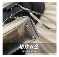 Plain Bag Leather Top Faux Handle Crossbody