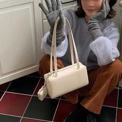 Shoulder Bag Plain Leather Faux