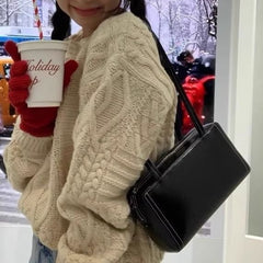 Shoulder Bag Plain Leather Faux