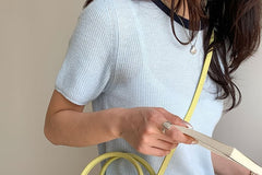 Faux Bowler Bag Plain Leather