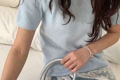 Faux Bowler Bag Plain Leather