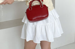 Plain Crossbody Handle Bag Faux Leather Top