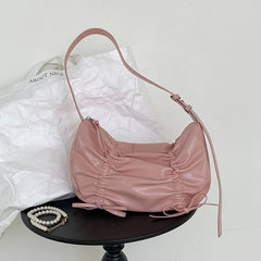 Shoulder Faux Bag Drawstring Plain Leather