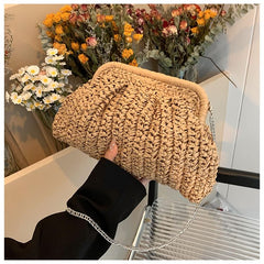 Crossbody Straw Bag Chain Strap