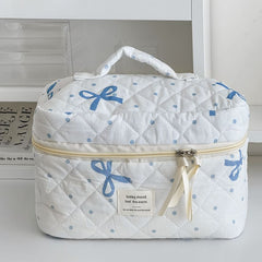 Bow Polka Dot Fabric Clutch / Makeup Bag