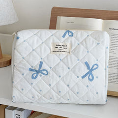 Bow Polka Dot Fabric Clutch / Makeup Bag