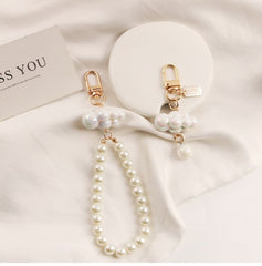 Cloud Faux Pearl Bag Charm Keyring Phone