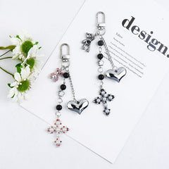 Heart Bear Cross Alloy Bag Charm Keyring Phone