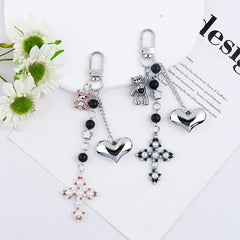 Heart Bear Cross Alloy Bag Charm Keyring Phone