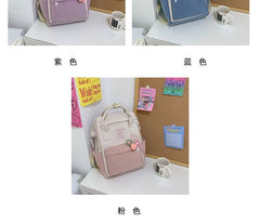 Set Nylon Charm Backpack Embroidered Bag Tone / Two