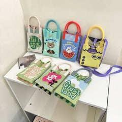 Top Print Knit Crossbody Bag Handle